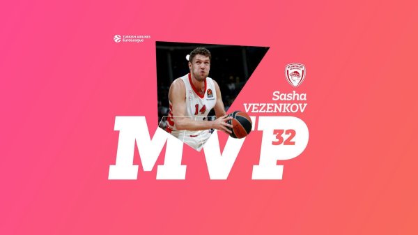 EuroLeague'de 32. haftanın MVP'si Sasha Vezenkov