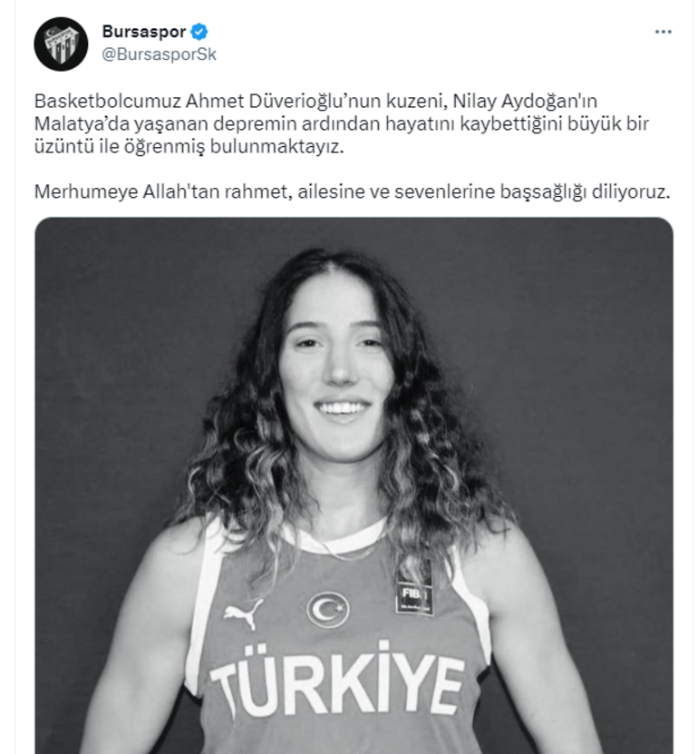 Milli basketbolcu Nilay Aydoğan depremde hayatını kaybetti