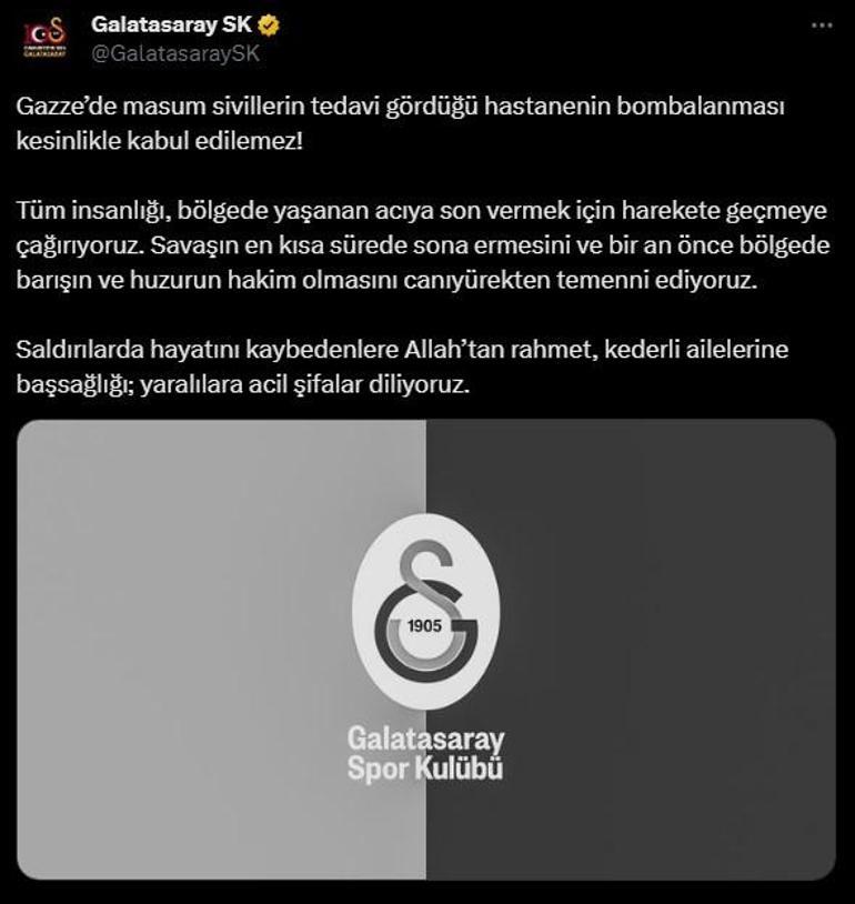 Spor dünyası İsrailin Gazzedeki hastane katliamına kayıtsız kalmadı Tam bir kabus İnsanlık nerede